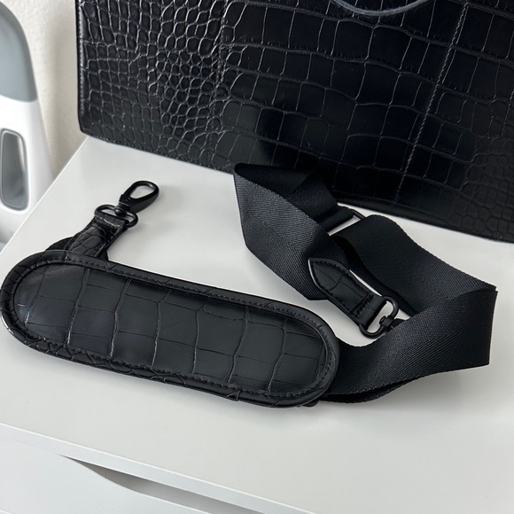 BEIS Black Croc-Embossed Work Tote - Picture 3 of 7